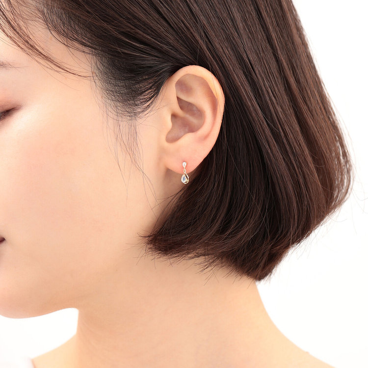 ESTELLE エステール 【WEB限定】K10 イエローゴールド ラブラドライト しずく ピアス イエローゴールド