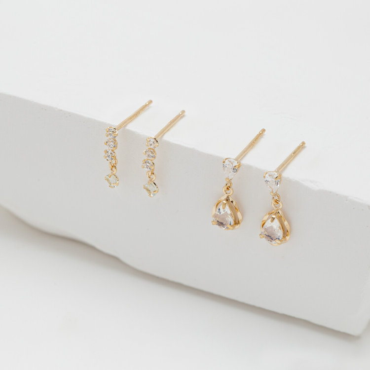 ESTELLE エステール 【WEB限定】K10 イエローゴールド ラブラドライト しずく ピアス イエローゴールド