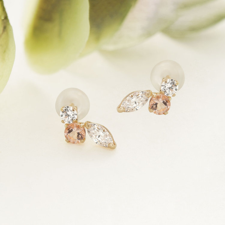 ESTELLE エステール 4月誕生石 K10 イエローゴールド モルガナイト ピアス イエローゴールド