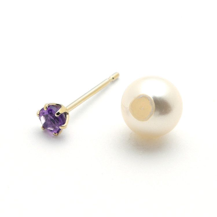 ESTELLE エステール 【公式サイト限定】2月誕生石 K10 イエローゴールド アメジスト ピアス ※片耳用 イエローゴールド