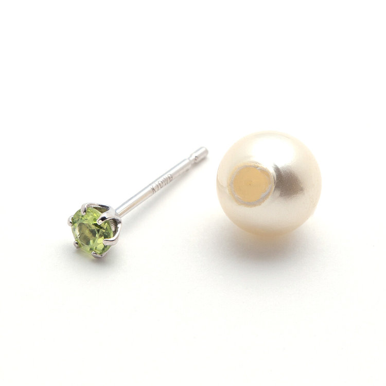 ESTELLE エステール 【公式サイト限定】8月誕生石 K10 ホワイトゴールド ペリドット ピアス ※片耳用 ホワイトゴールド