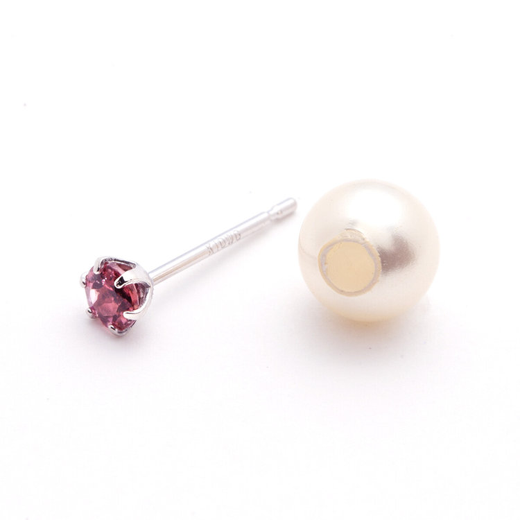 ESTELLE エステール 【公式サイト限定】10月誕生石 K10 ホワイトゴールド ピンクトルマリン ピアス ※片耳用 ホワイトゴールド
