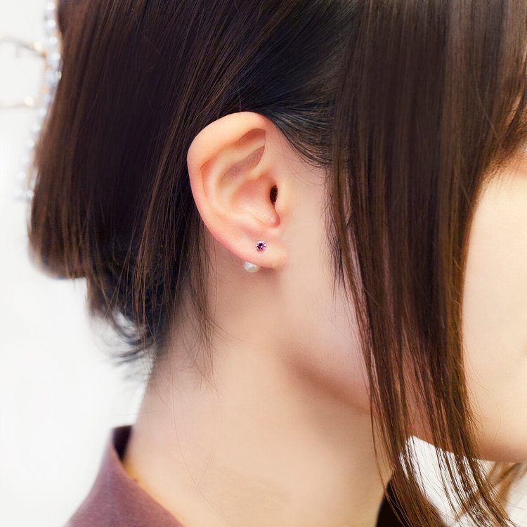 ESTELLE エステール 【公式サイト限定】10月誕生石 K10 ホワイトゴールド ピンクトルマリン ピアス ※片耳用 ホワイトゴールド