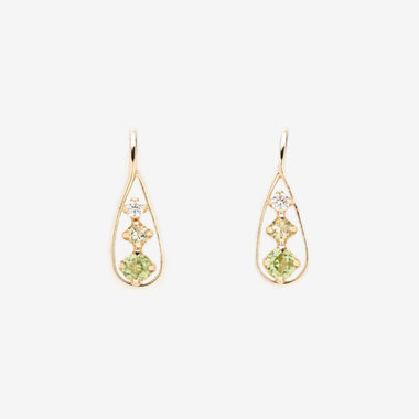 8月誕生石 K10 イエローゴールド ペリドット しずく フック ピアス