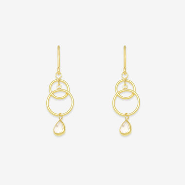 K10 イエローゴールド ローズクォーツ フック ピアス