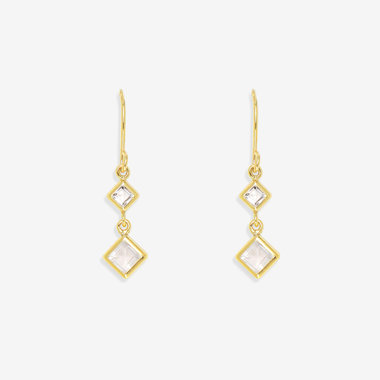 K10 イエローゴールド ローズクォーツ フック ピアス