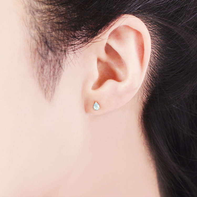 ESTELLE エステール 【WEB限定】3月誕生石 K10 イエローゴールド アクアマリン しずく ピアス イエローゴールド