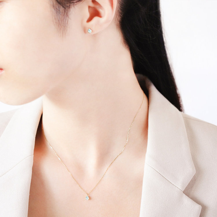 ESTELLE エステール 【WEB限定】3月誕生石 K10 イエローゴールド アクアマリン しずく ピアス イエローゴールド