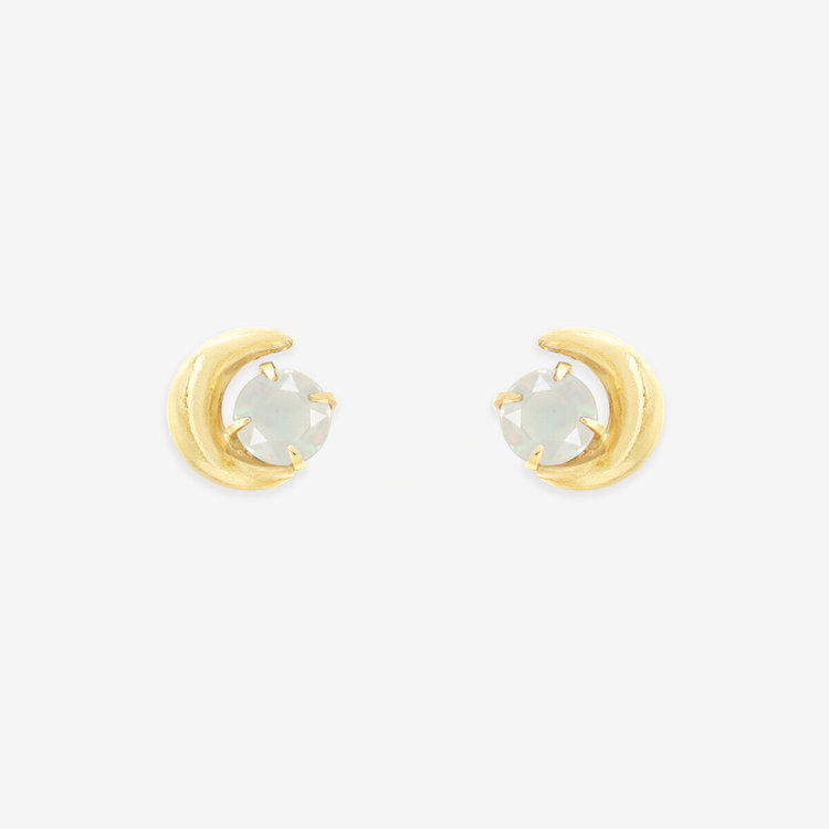 WEB限定】10月誕生石 K10 イエローゴールド オパール ムーン ピアス