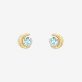 【WEB限定】3月誕生石 K10 イエローゴールド アクアマリン ムーン ピアス