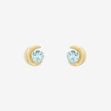 【WEB限定】3月誕生石 K10 イエローゴールド アクアマリン ムーン ピアス