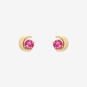 【WEB限定】7月誕生石 K10 イエローゴールド ルビー ムーン ピアス