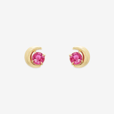 【WEB限定】7月誕生石 K10 イエローゴールド ルビー ムーン ピアス