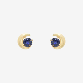 【WEB限定】9月誕生石 K10 イエローゴールド サファイア ムーン ピアス