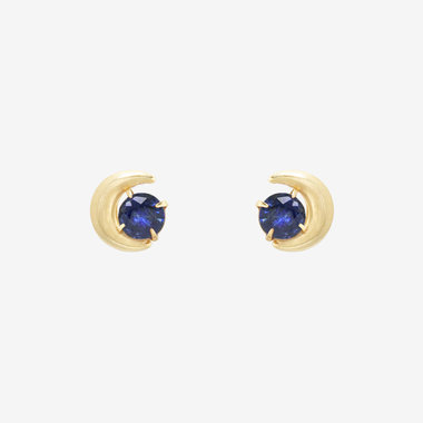 【WEB限定】9月誕生石 K10 イエローゴールド サファイア ムーン ピアス