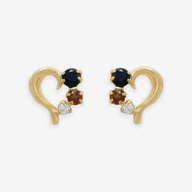 【WEB限定】K10 イエローゴールド オニキス ハート ピアス