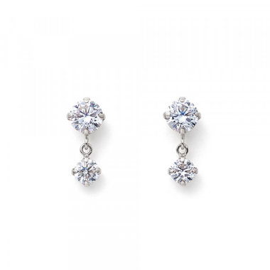 Ear Jewelry】K10 ホワイトゴールド キュービックジルコニア
