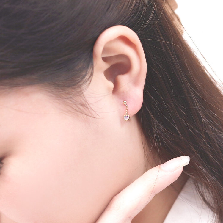 ESTELLE エステール K10 イエローゴールド キュービックジルコニア ハート ピアス イエローゴールド