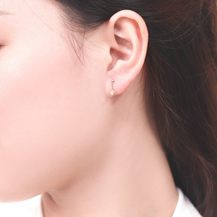 ESTELLE エステール K10 イエローゴールド キュービックジルコニア ハート ピアス イエローゴールド