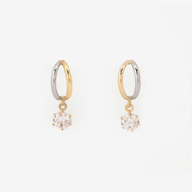 K10 イエローゴールド/プラチナ キュービックジルコニア ピアス