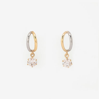 K10 イエローゴールド/プラチナ キュービックジルコニア ピアス