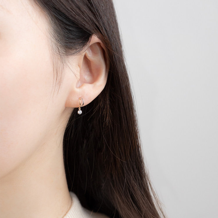 ESTELLE エステール K10 イエローゴールド/プラチナ キュービックジルコニア ピアス イエローゴールド