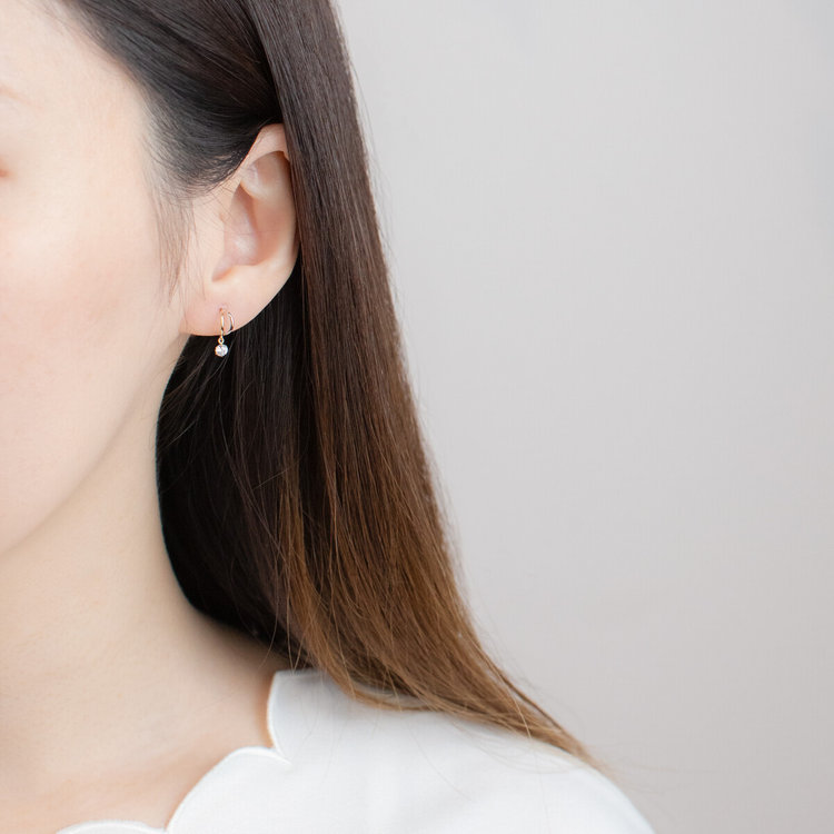 ESTELLE エステール K10 イエローゴールド/プラチナ キュービックジルコニア ピアス イエローゴールド