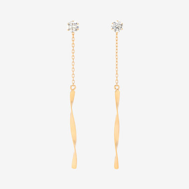 K10 イエローゴールド キュービックジルコニア ピアス