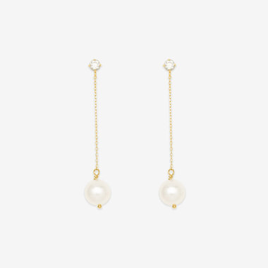 【Lumen（光の単位）】6月誕生石 K10 イエローゴールド あこや真珠 ピアス