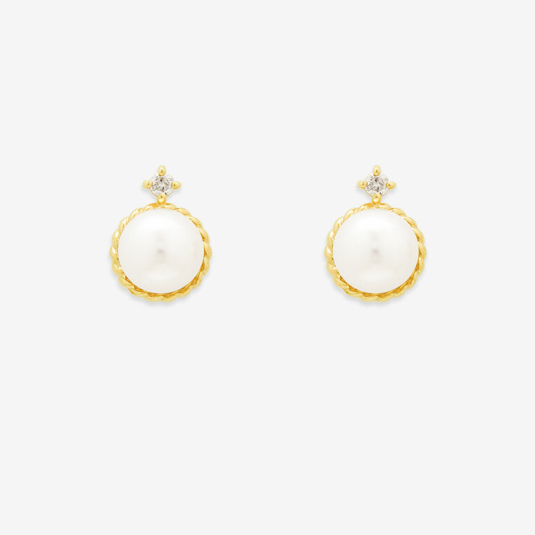 ESTELLE エステール 6月誕生石 K10 イエローゴールド あこや真珠 ピアス イエローゴールド