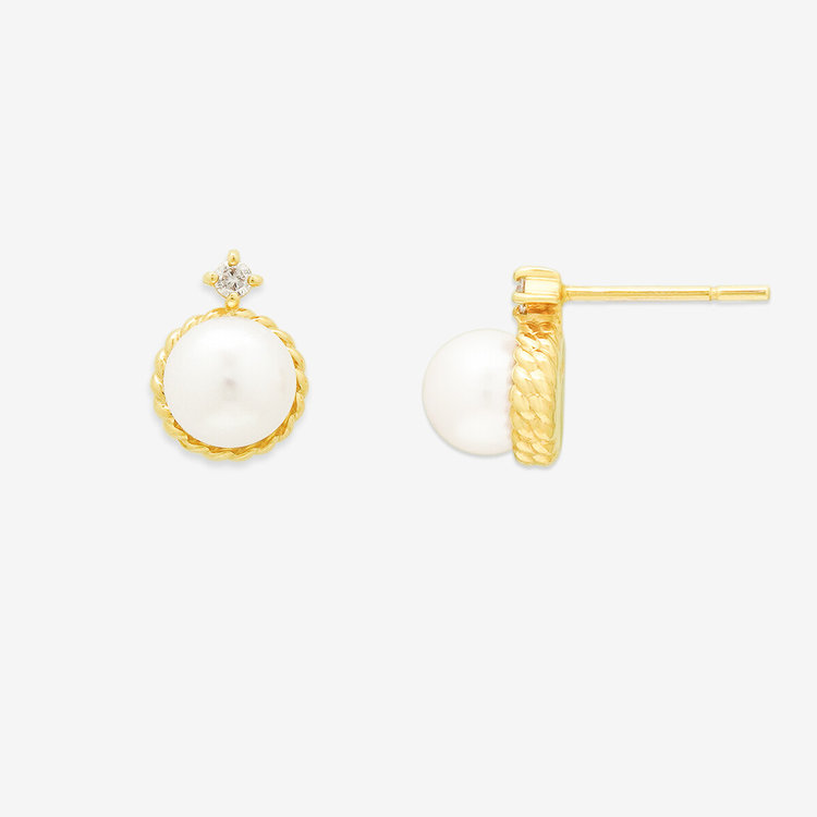 ESTELLE エステール 6月誕生石 K10 イエローゴールド あこや真珠 ピアス イエローゴールド