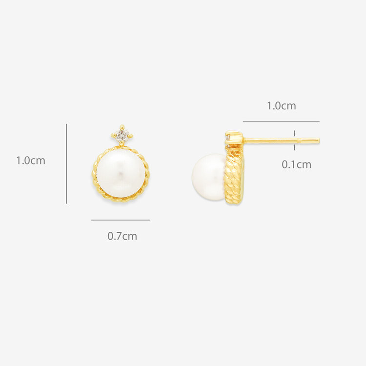 ESTELLE エステール 6月誕生石 K10 イエローゴールド あこや真珠 ピアス イエローゴールド