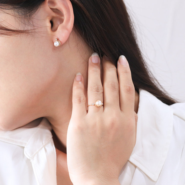 ESTELLE エステール 6月誕生石 K10 イエローゴールド あこや真珠 ピアス イエローゴールド