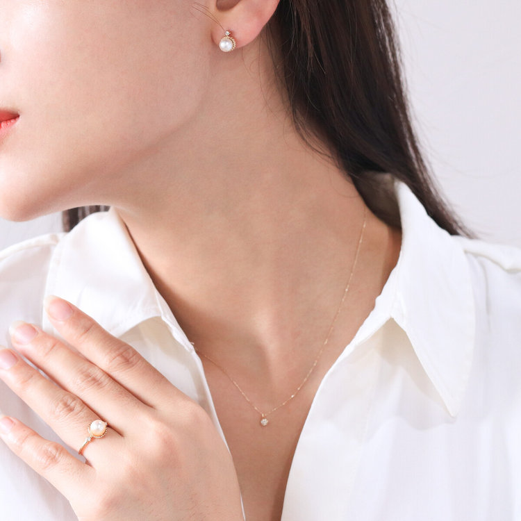 ESTELLE エステール 6月誕生石 K10 イエローゴールド あこや真珠 ピアス イエローゴールド