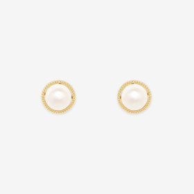 6月誕生石 K10 イエローゴールド あこや真珠 ピアス