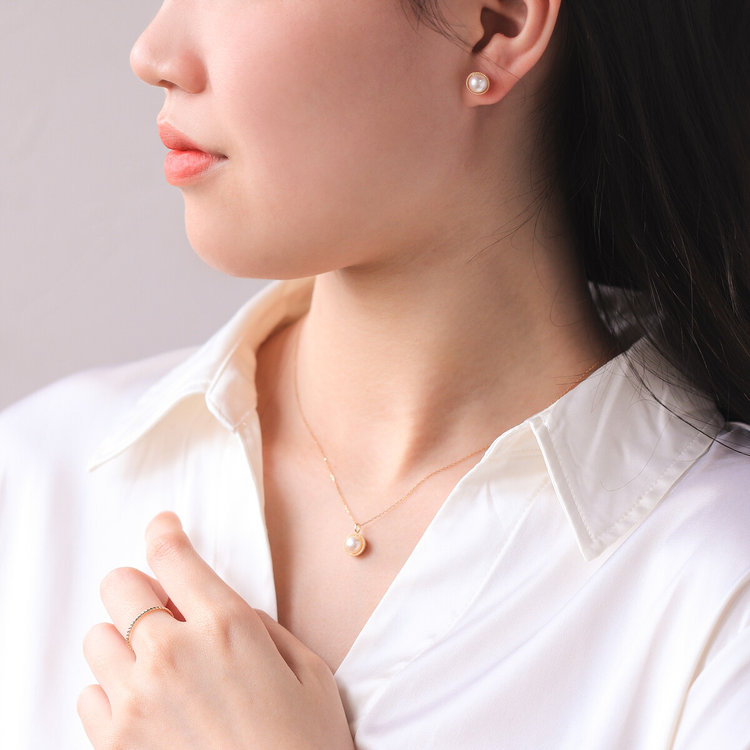 ESTELLE エステール 6月誕生石 K10 イエローゴールド あこや真珠 ピアス イエローゴールド