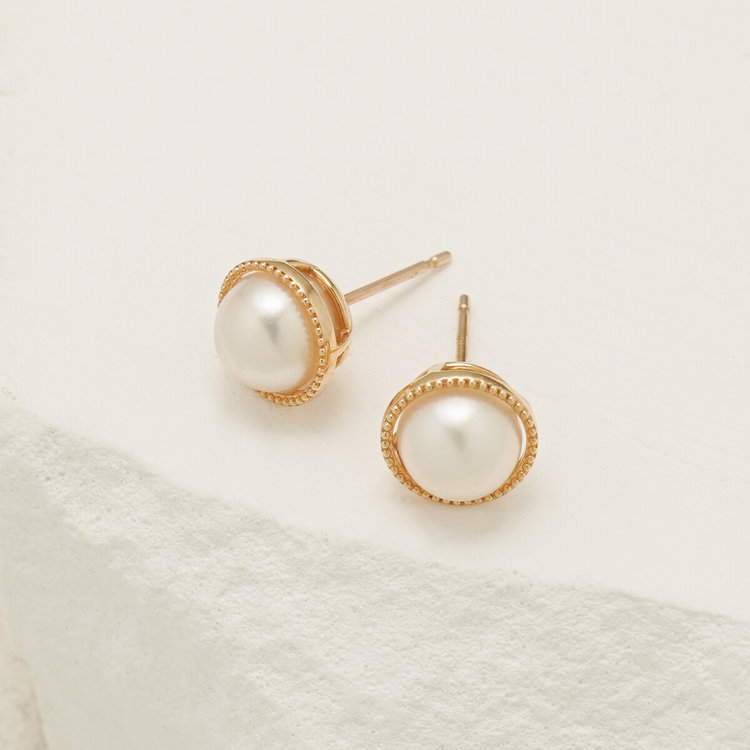 ESTELLE エステール 6月誕生石 K10 イエローゴールド あこや真珠 ピアス イエローゴールド