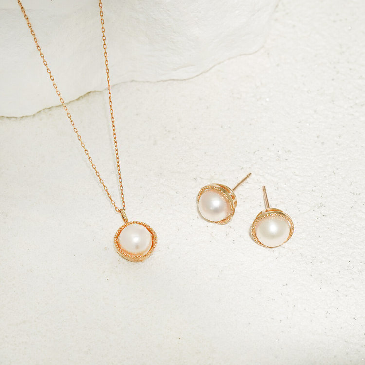 ESTELLE エステール 6月誕生石 K10 イエローゴールド あこや真珠 ピアス イエローゴールド