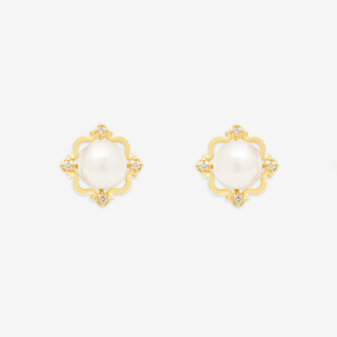 6月誕生石 K10 イエローゴールド あこや真珠 ピアス