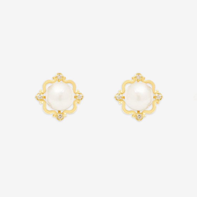 ESTELLE エステール 6月誕生石 K10 イエローゴールド あこや真珠 ピアス イエローゴールド