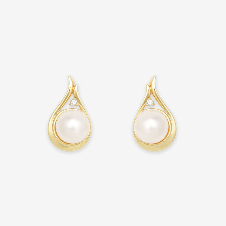 ESTELLE エステール 6月誕生石 K10 イエローゴールド あこや真珠 しずく ピアス イエローゴールド