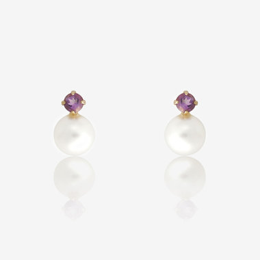 【WEB限定】2月誕生石 K10 イエローゴールド アメジスト ピアス