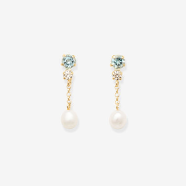 6月誕生石 K10 イエローゴールド 淡水パール ピアス