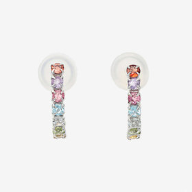 【WEB限定】1月誕生石 K10 ホワイトゴールド マルチカラー イヤリング