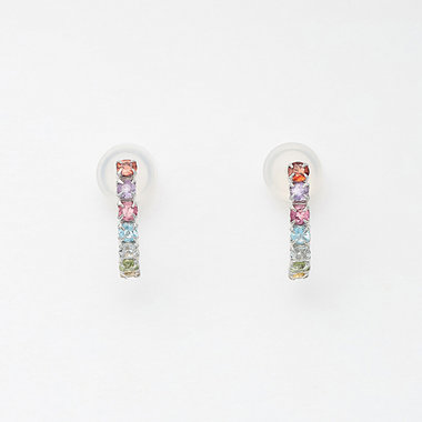 【WEB限定】1月誕生石 K10 ホワイトゴールド マルチカラー イヤリング
