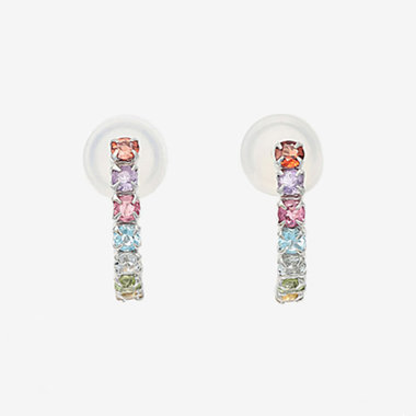 【WEB限定】1月誕生石 K10 ホワイトゴールド マルチカラー イヤリング