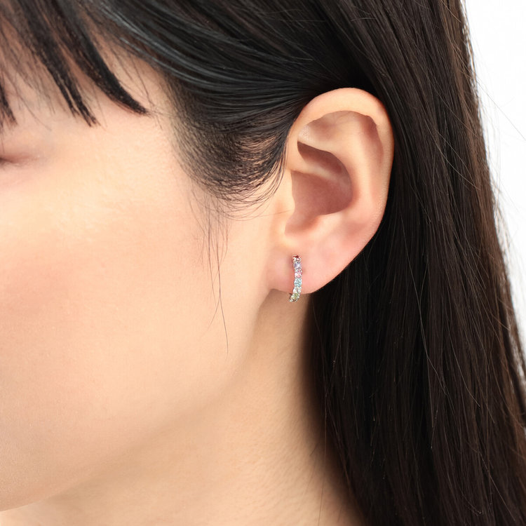 ESTELLE エステール 【WEB限定】1月誕生石 K10 ホワイトゴールド マルチカラー イヤリング ホワイトゴールド