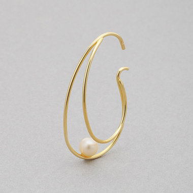 6月誕生石 K10 イエローゴールド 淡水パール イヤーカフ ※片耳用