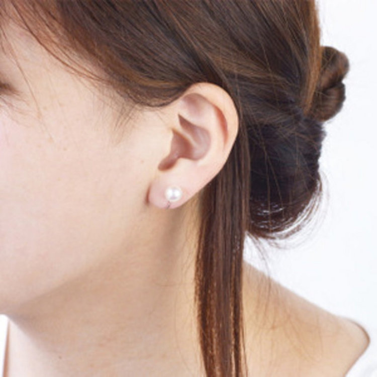 ESTELLE エステール 6月誕生石 K18 ホワイトゴールド あこや真珠 イヤリング ホワイトゴールド