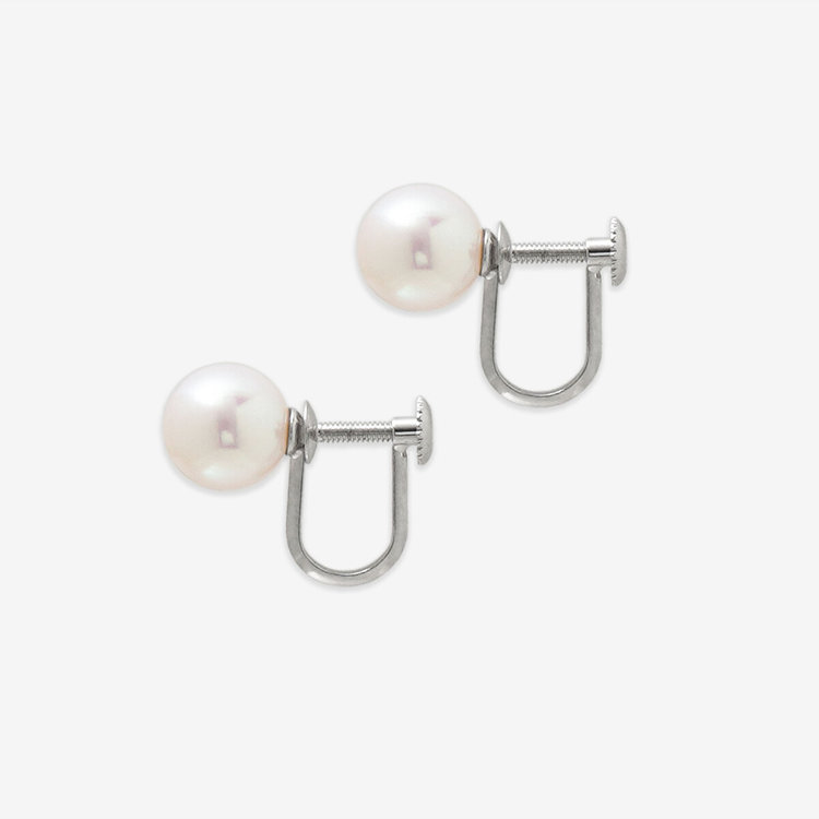 ESTELLE エステール 6月誕生石 K18 ホワイトゴールド あこや真珠 イヤリング ホワイトゴールド